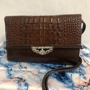 Brighton Over the Shoulder Black Leather Wallet Bag